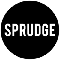 white text in a black circle reading "Sprudge"