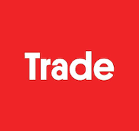white text in a red square reading "trade"
